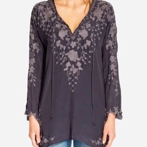 Johnny Was size size Large. Gray cupra rayon. Butterfly embroidery detail.